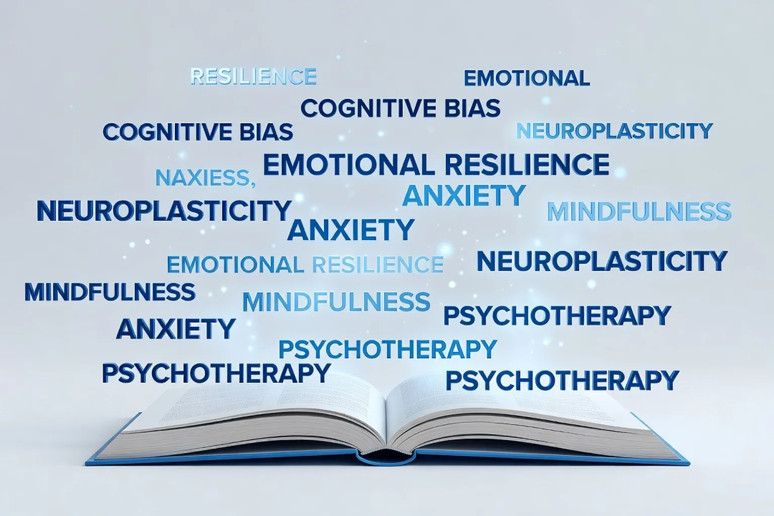 Livre ouvert avec des termes psychologiques, lexique de la d&eacute;pression