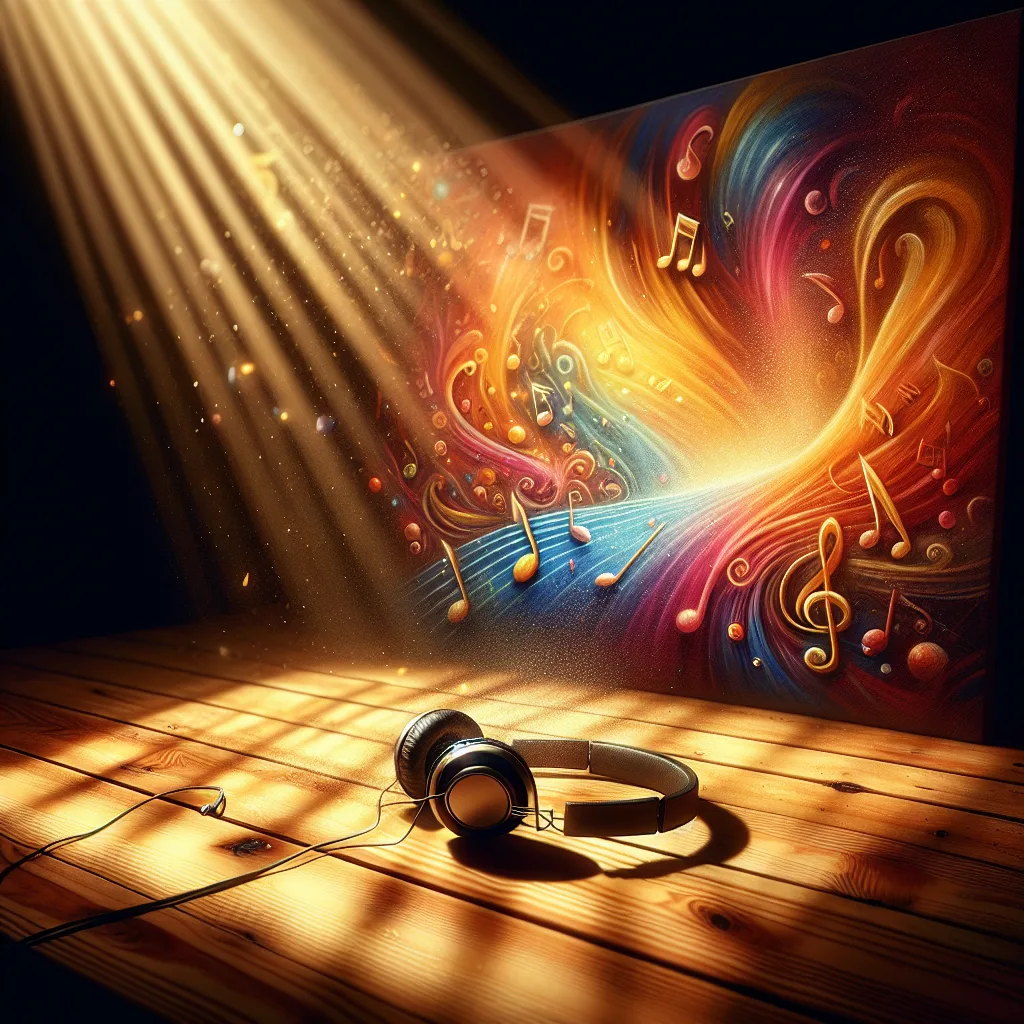 Casque audio posé sur une table baignée de lumière chaude, symbole de musicothérapie anti-déprime